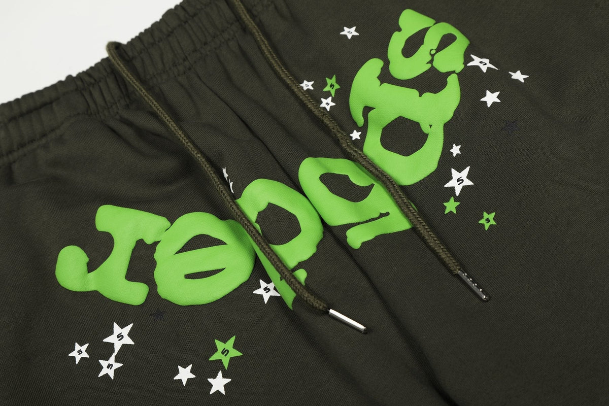 Sp5der Dark Olive Spider Web Star Matching Set ¡ª detail