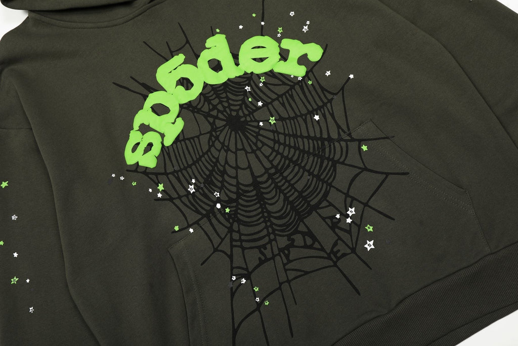 Sp5der Dark Olive Spider Web Star Matching Set ¡ª detail