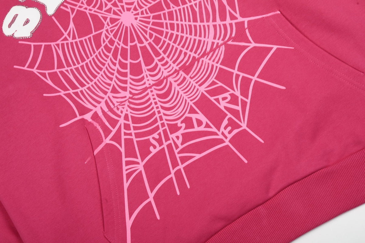 Sp5der Pink Spiderweb Graphic Hoodie ¡ª detail