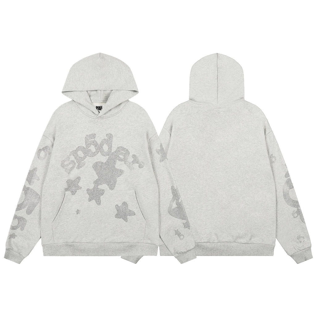 Sp5der Rhinestone Star Hoodie & Sweatpants Matching Set ¡ª front
