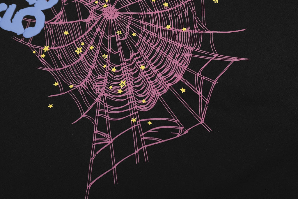 Sp5der 666 Spiderweb Graphic T-Shirt in Black ¡ª fabric_closeup