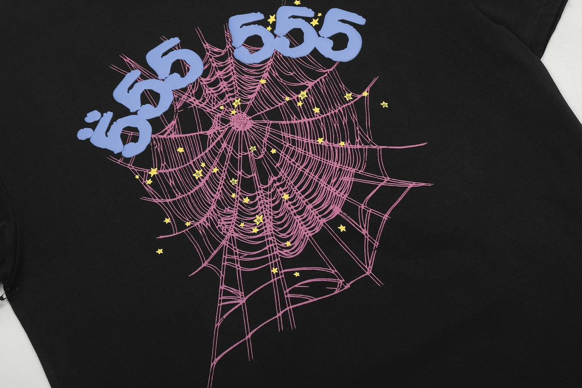 Sp5der 666 Spiderweb Graphic T-Shirt in Black ¡ª detail