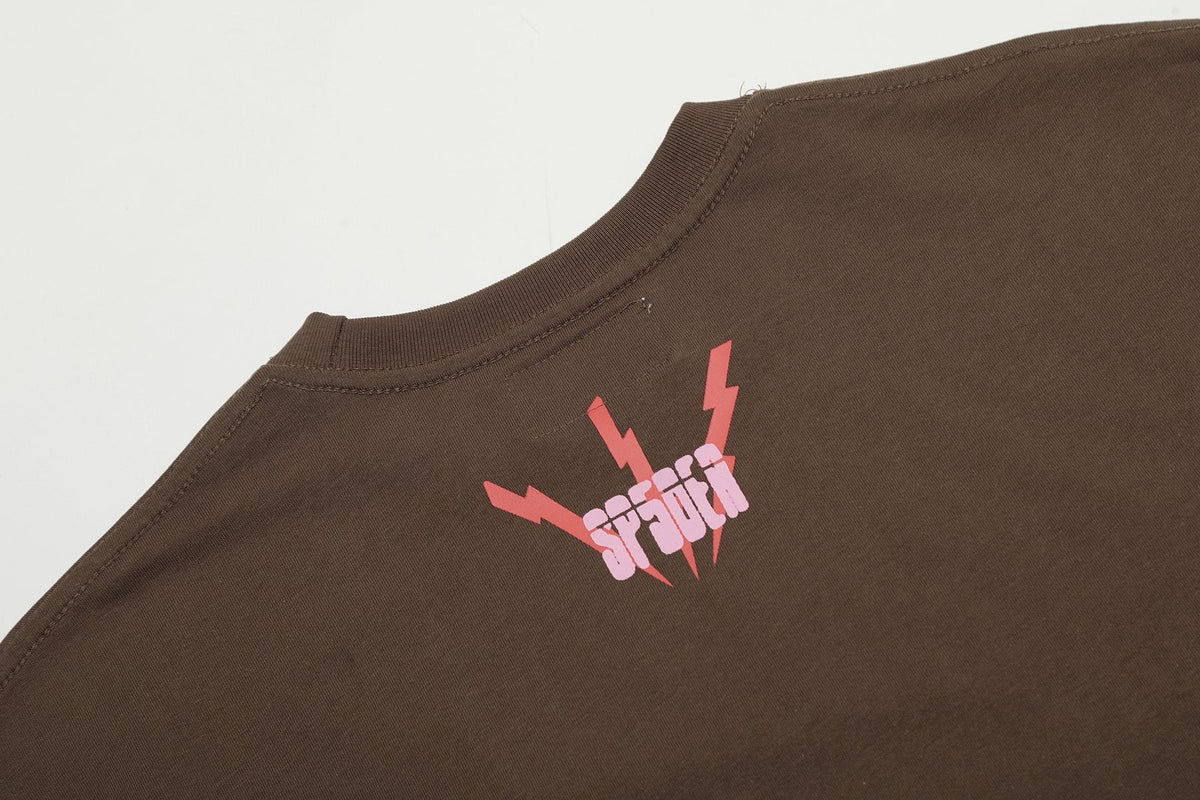 Sp5der Brown Spiderweb Star Graphic T-Shirt ¡ª detail