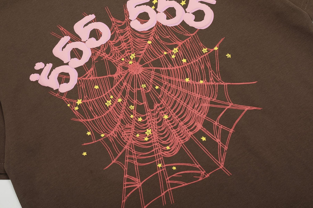 Sp5der Brown Spiderweb Star Graphic T-Shirt ¡ª detail