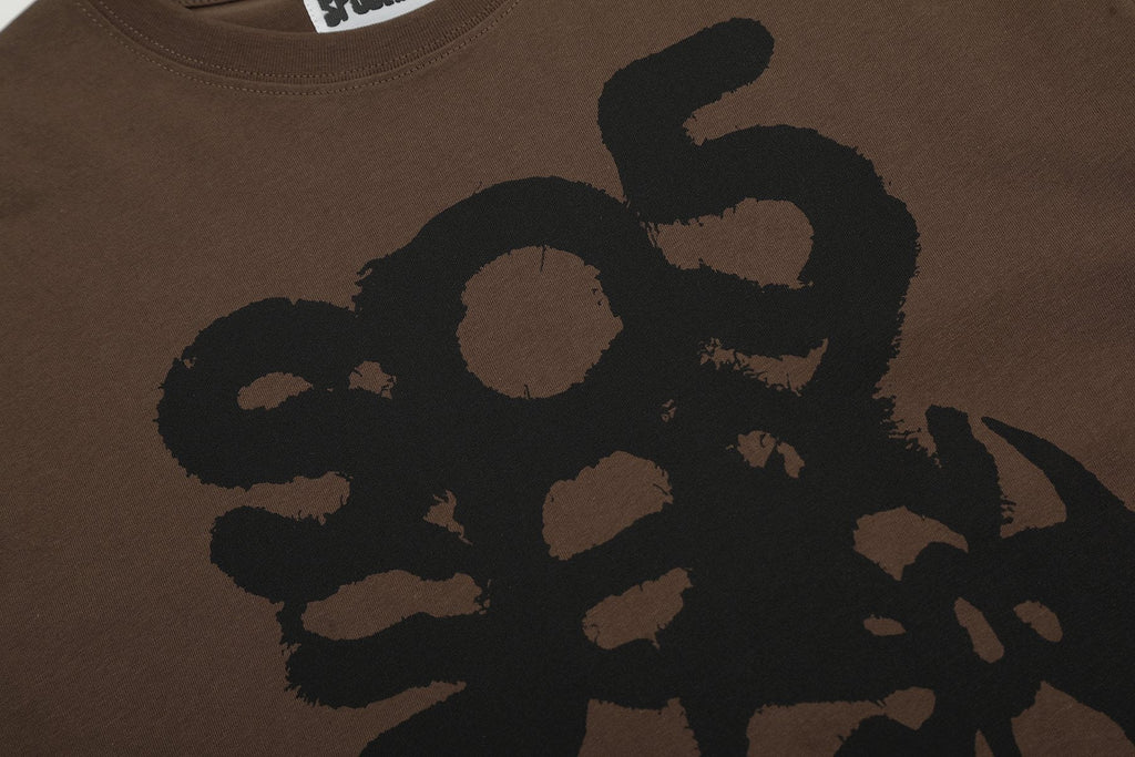 Sp5der Brown Graphic T-Shirt ¡ª detail