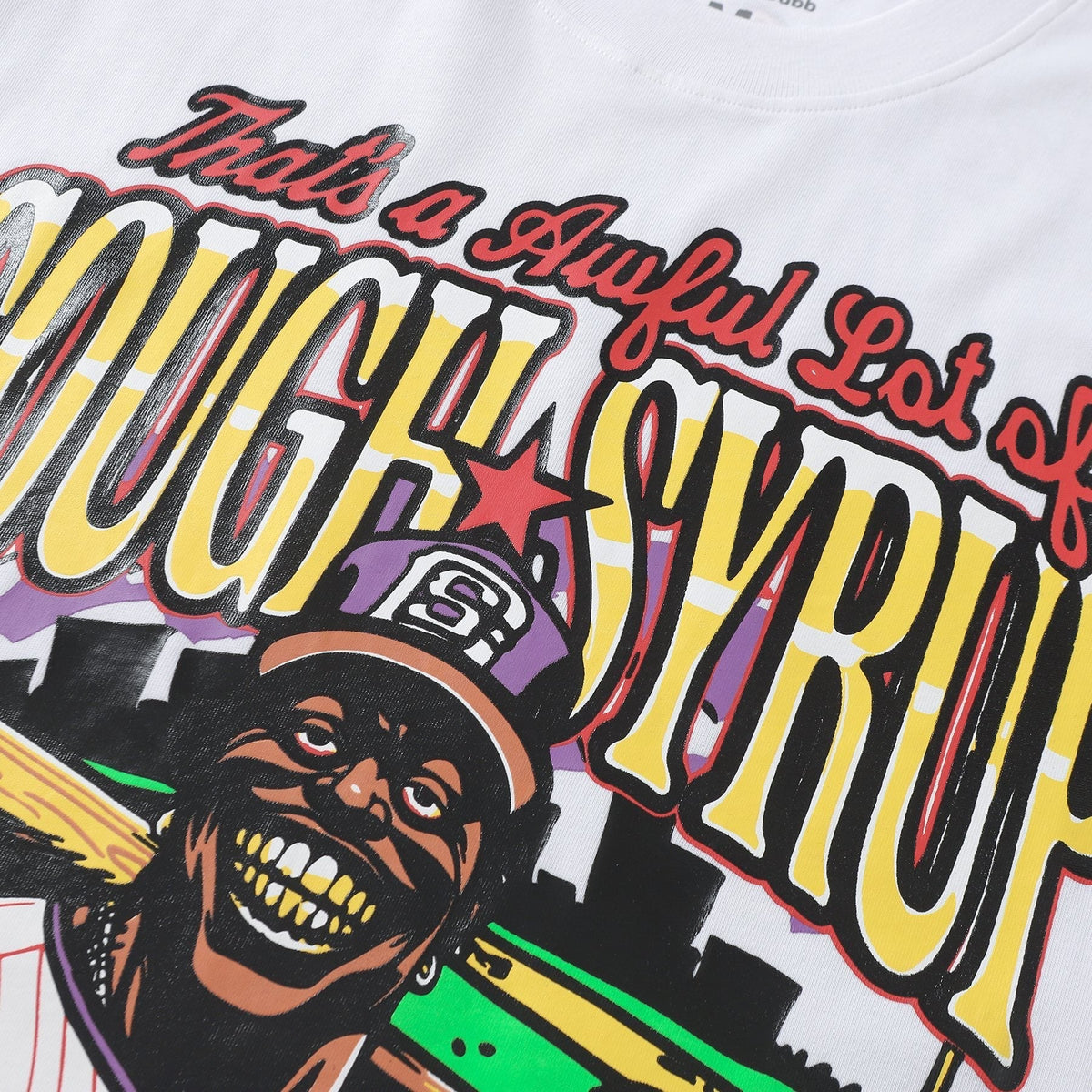 THAT'S A AWFUL LOT OF COUGH SYRUP Baseball Graphic T-Shirt ¡ª detail