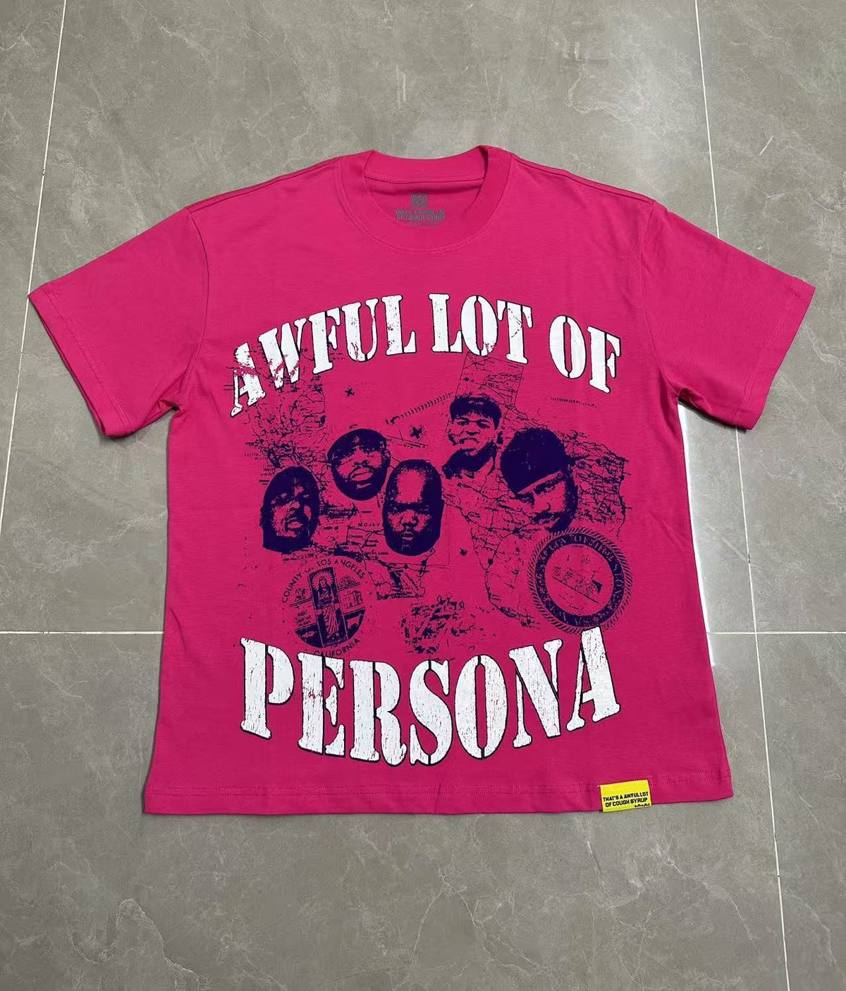 THAT'S A AWFUL LOT OF COUGH SYRUP Pink Front & Back Graphic T-Shirt ¡ª front