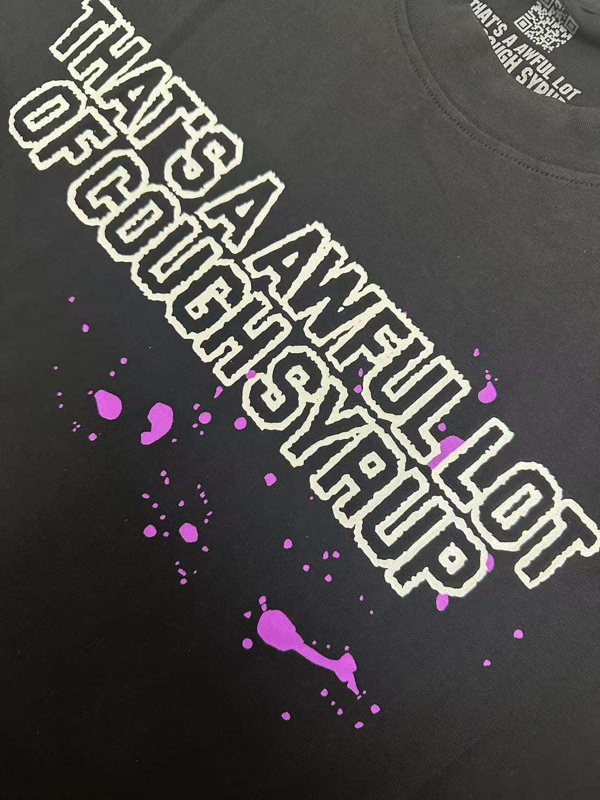 THAT'S A AWFUL LOT OF COUGH SYRUP Pink Splatter Heart Graphic T-Shirt ¡ª detail