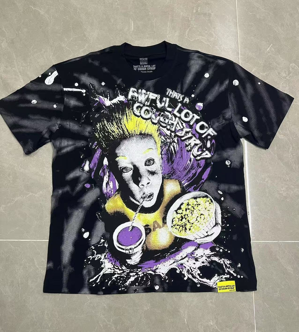 THAT'S A AWFUL LOT OF COUGH SYRUP Black Front & Back Graphic T-Shirt ¡ª front