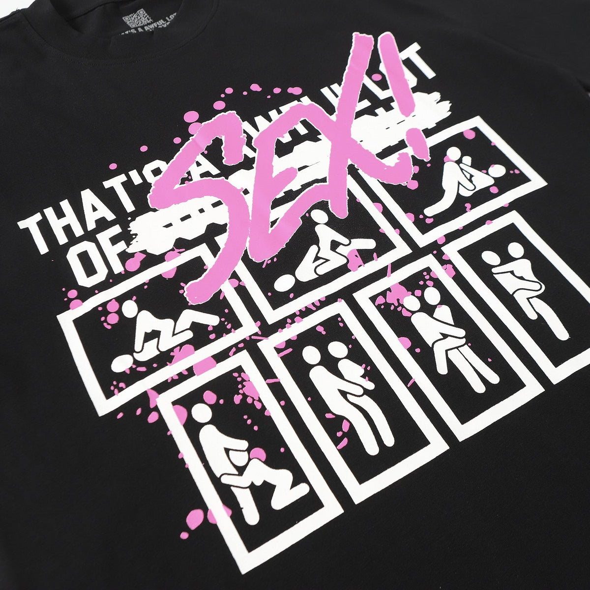 THAT'S A AWFUL LOT OF COUGH SYRUP White & Pink Graphic Short-Sleeve T-Shirt ¡ª detail