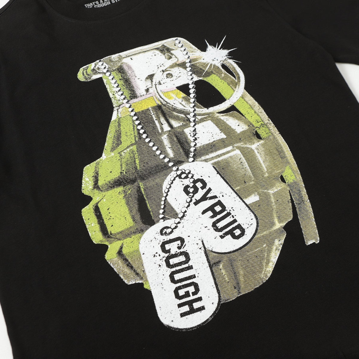 THAT'S A AWFUL LOT OF COUGH SYRUP Grenade Graphic T-Shirt ¡ª detail