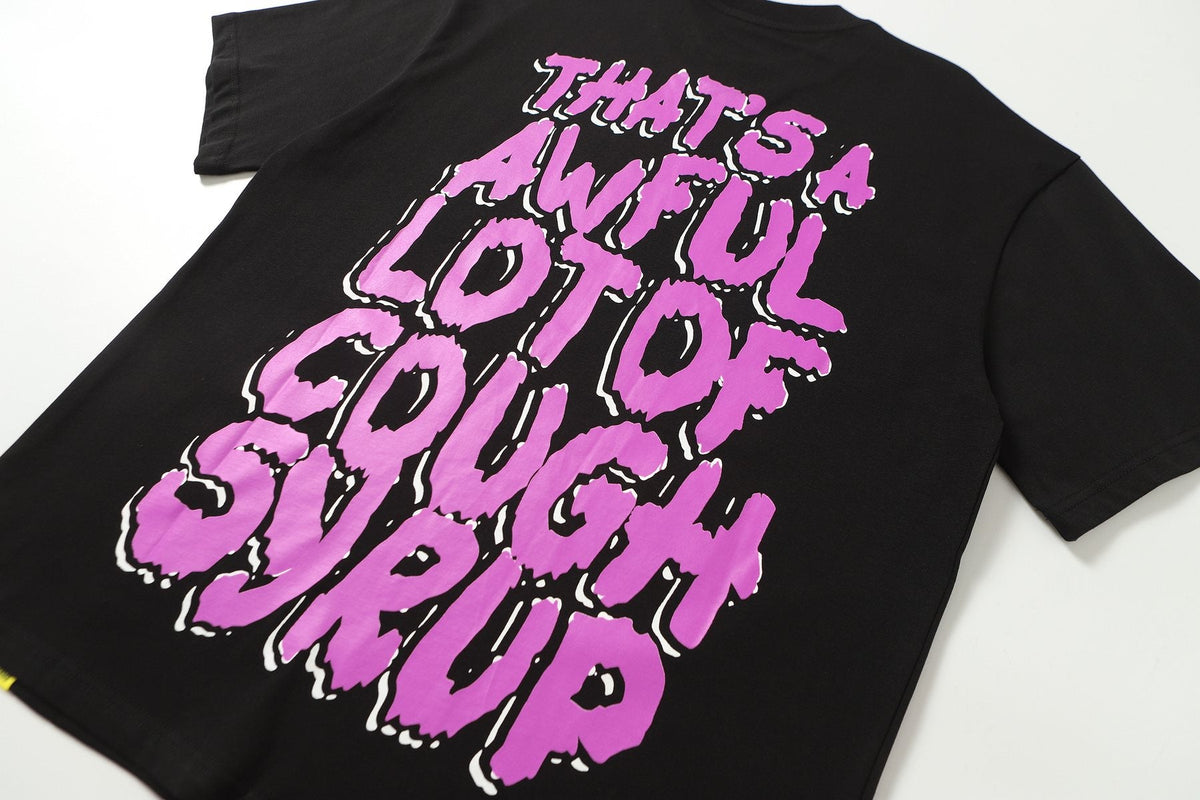THAT'S A AWFUL LOT OF COUGH SYRUP Black Front & Back Graphic T-Shirt ¡ª detail