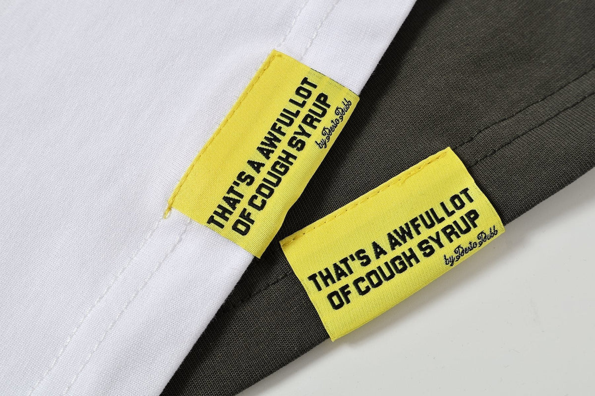 THAT'S A AWFUL LOT OF COUGH SYRUP Patch Graphic Short-Sleeve T-Shirt ¡ª fabric_closeup