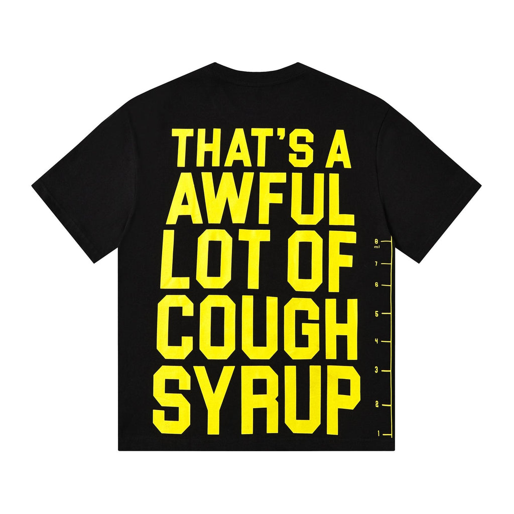 THAT'S A AWFUL LOT OF COUGH SYRUP Yellow Wordmark Short-Sleeve T-Shirt ¡ª back