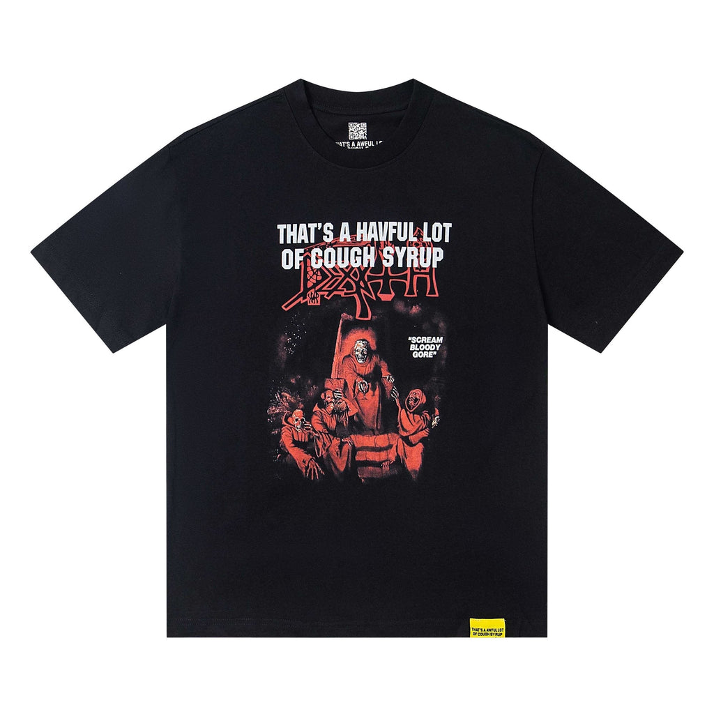 THAT'S A AWFUL LOT OF COUGH SYRUP Red/White Graphic Short-Sleeve T-Shirt ¡ª hero