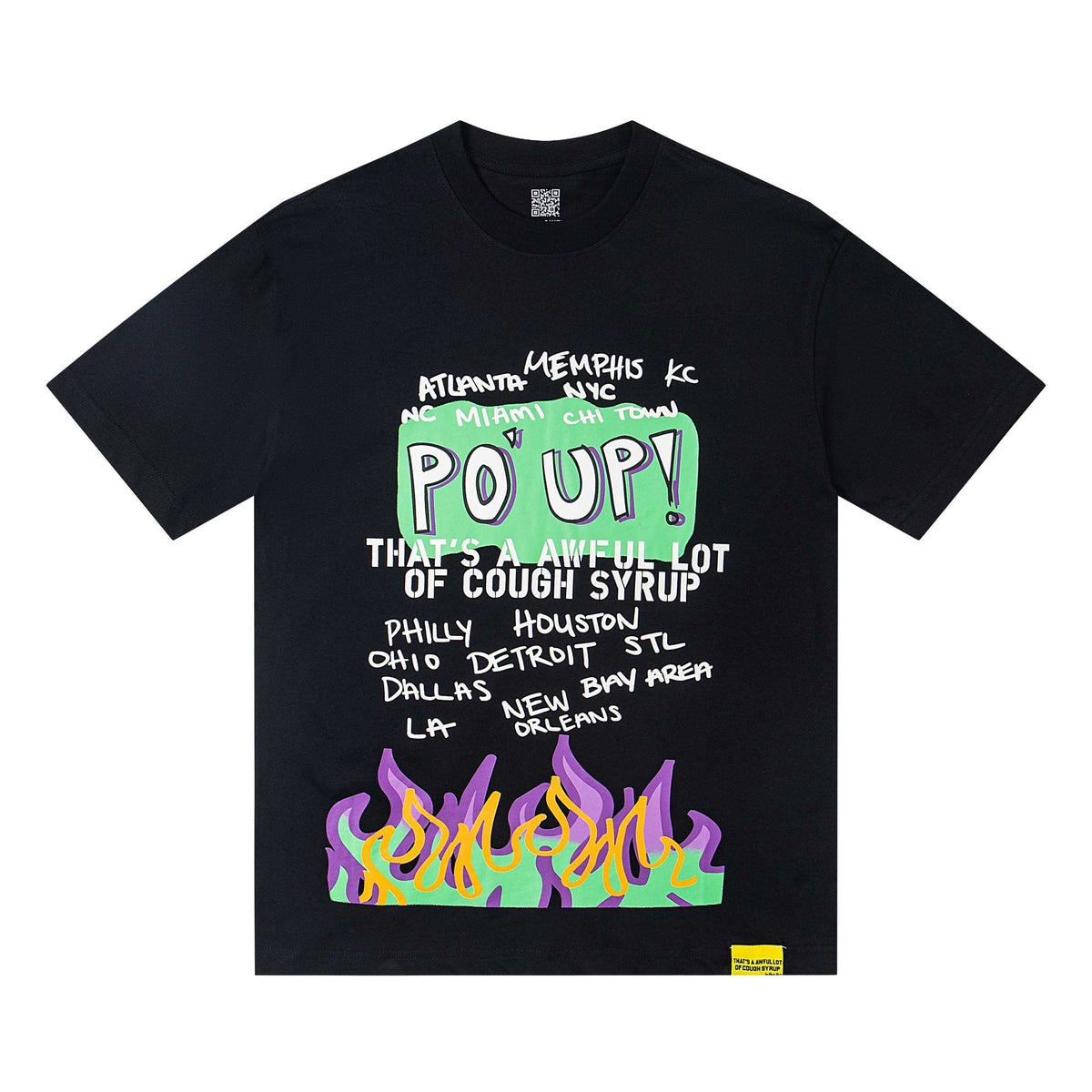 THAT'S A AWFUL LOT OF COUGH SYRUP PO UP Flame Graphic Short-Sleeve T-Shirt ¡ª hero