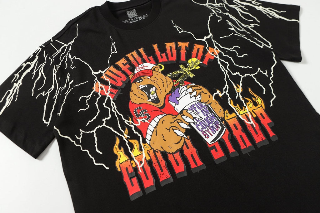 THAT'S A AWFUL LOT OF COUGH SYRUP Bear Lightning Graphic T-Shirt ¡ª detail