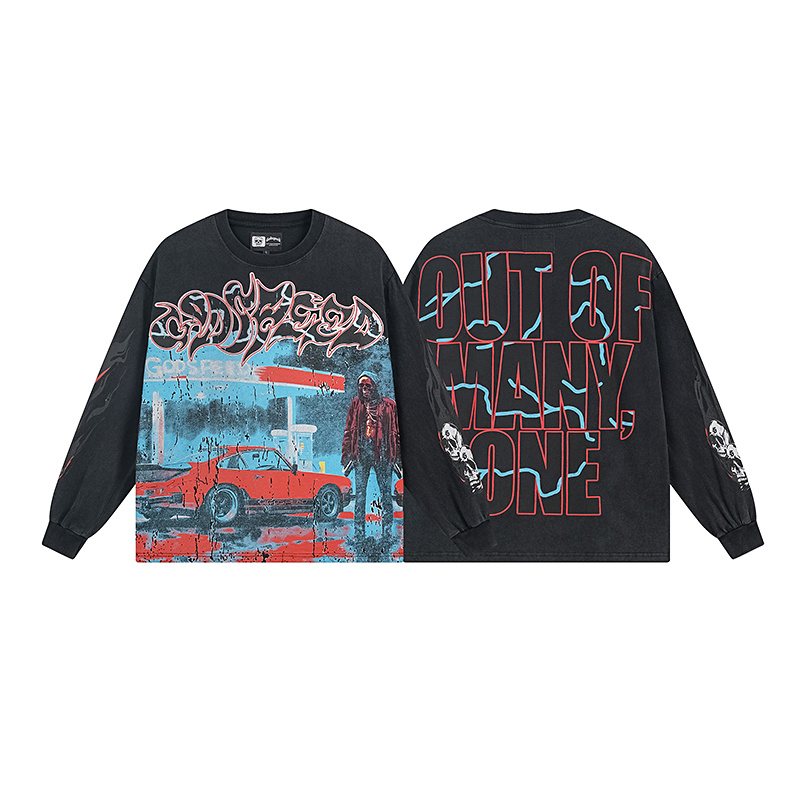 Godspeed Out of Many One Washed Long-Sleeve T-Shirt ¡ª front