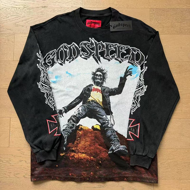 Godspeed E Pluribus Unum Washed Black Long-Sleeve T-Shirt ¡ª front