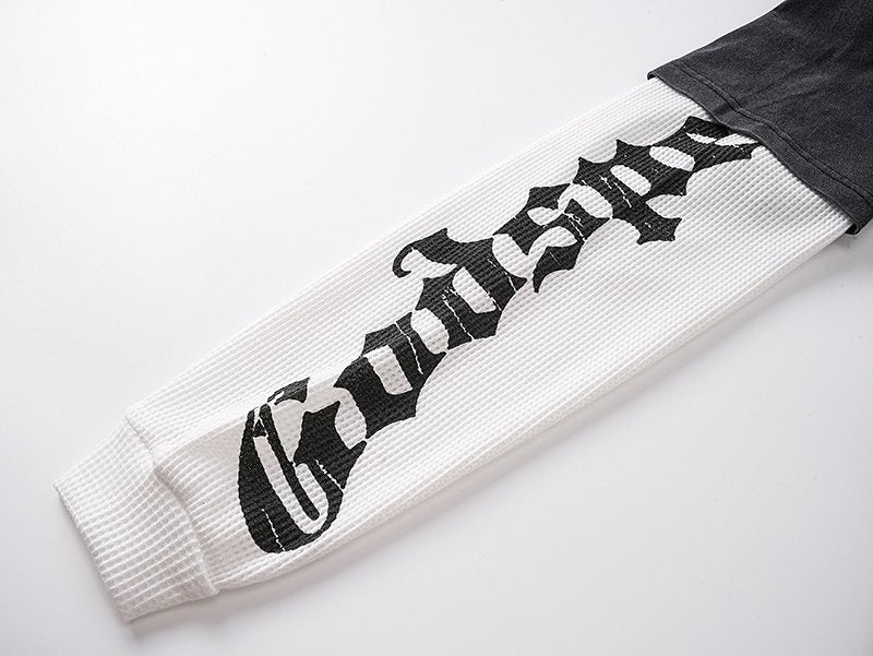 Godspeed Skull Floral Layered-Look Long-Sleeve T-Shirt ¡ª detail