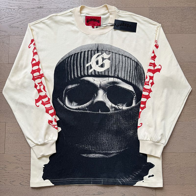 Godspeed Masked Face Graphic Long-Sleeve T-Shirt ¡ª front