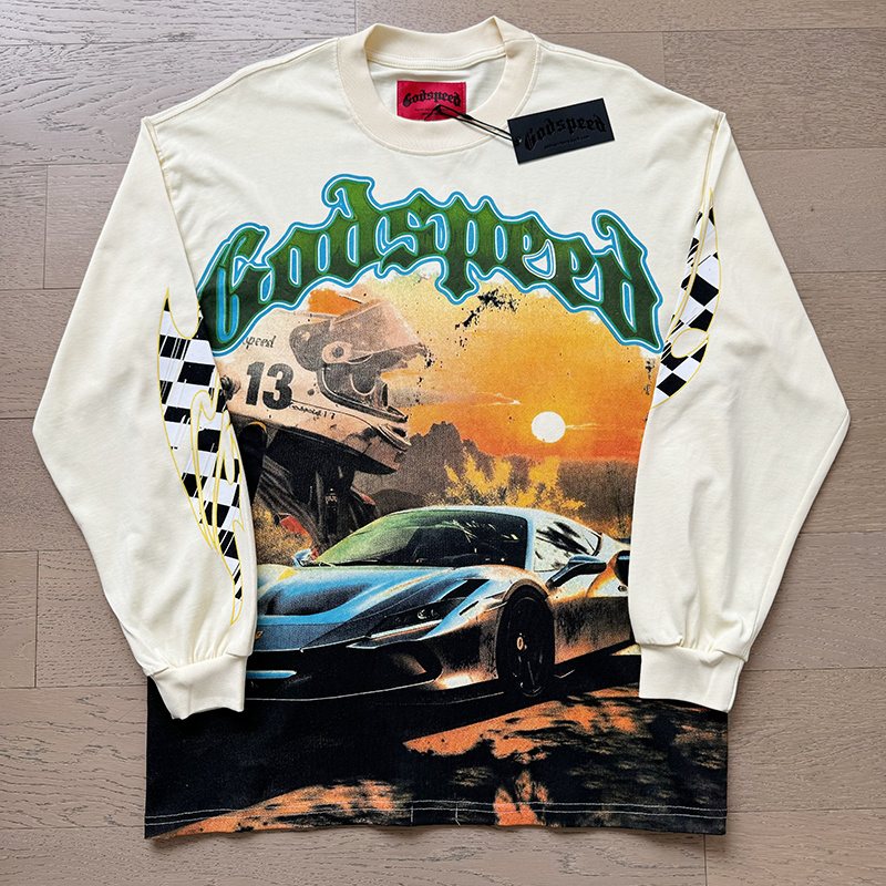 Godspeed Out of Many One Racing Graphic Long-Sleeve T-Shirt ¡ª context