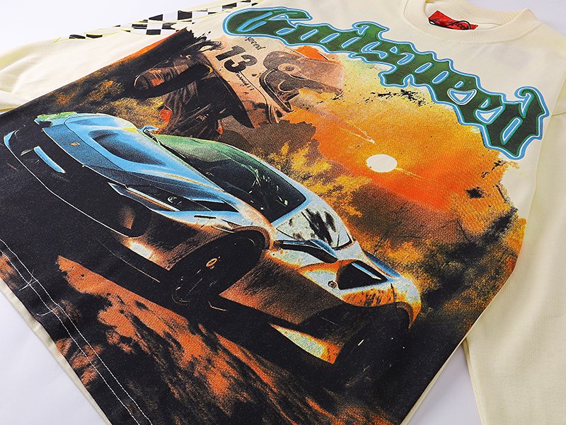 Godspeed Out of Many One Racing Graphic Long-Sleeve T-Shirt ¡ª detail