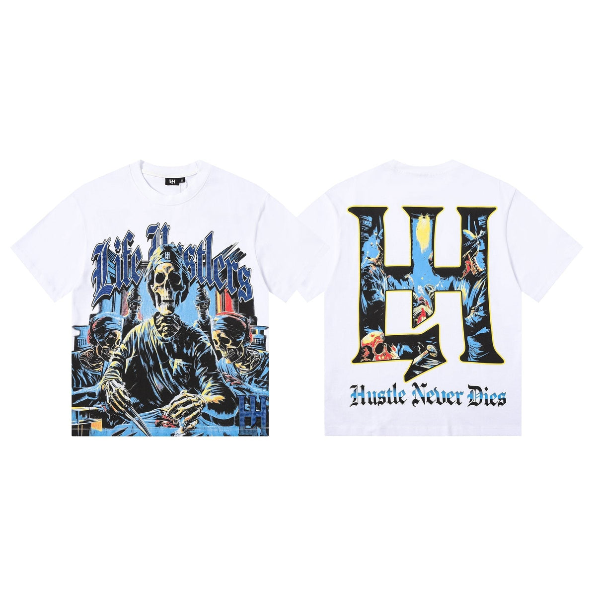 Life Hustlere Skeleton Graphic Short-Sleeve T-Shirt ¡ª front