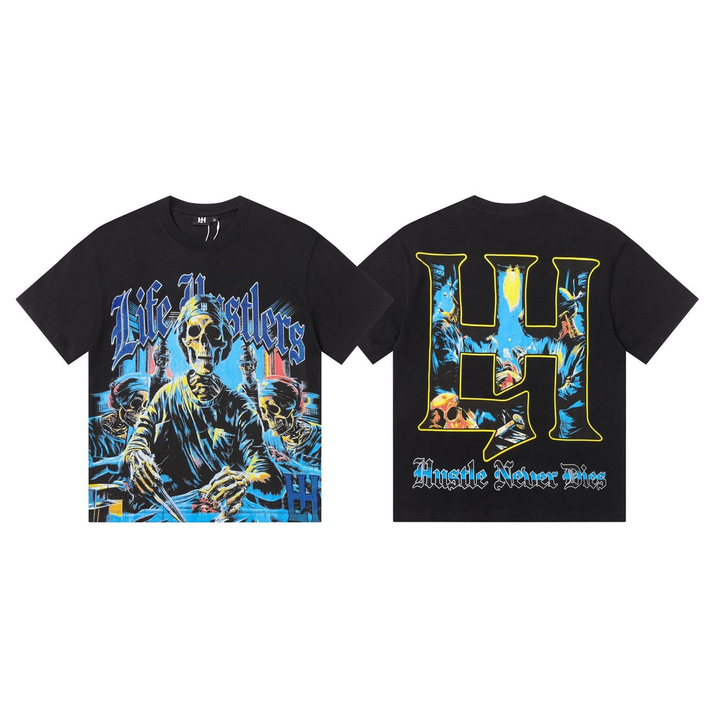 Life Hustlere Skeleton Graphic Short-Sleeve T-Shirt ¡ª front