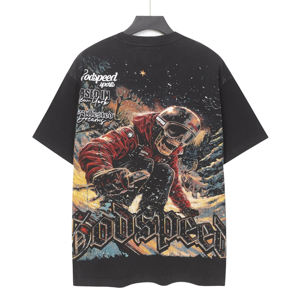 Godspeed Skull Skier Graphic Short-Sleeve T-Shirt ¡ª back