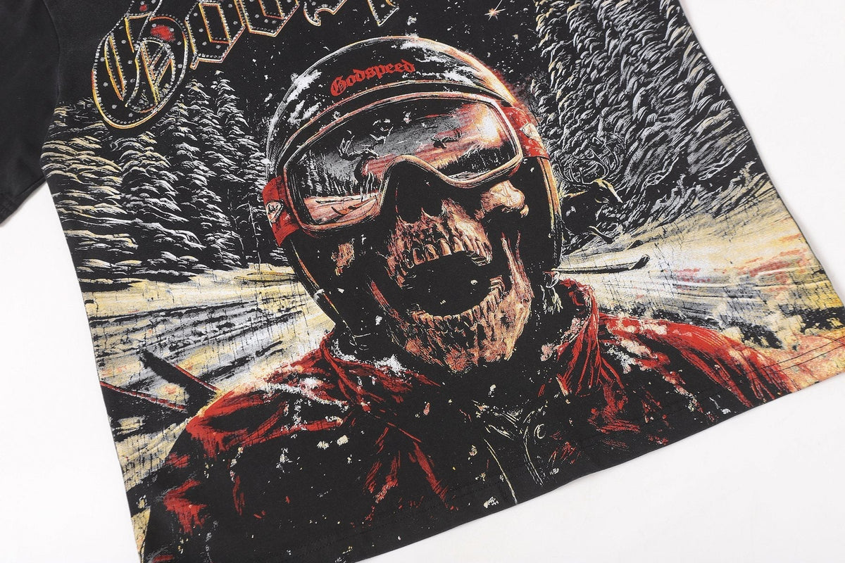 Godspeed Skull Skier Graphic Short-Sleeve T-Shirt ¡ª detail