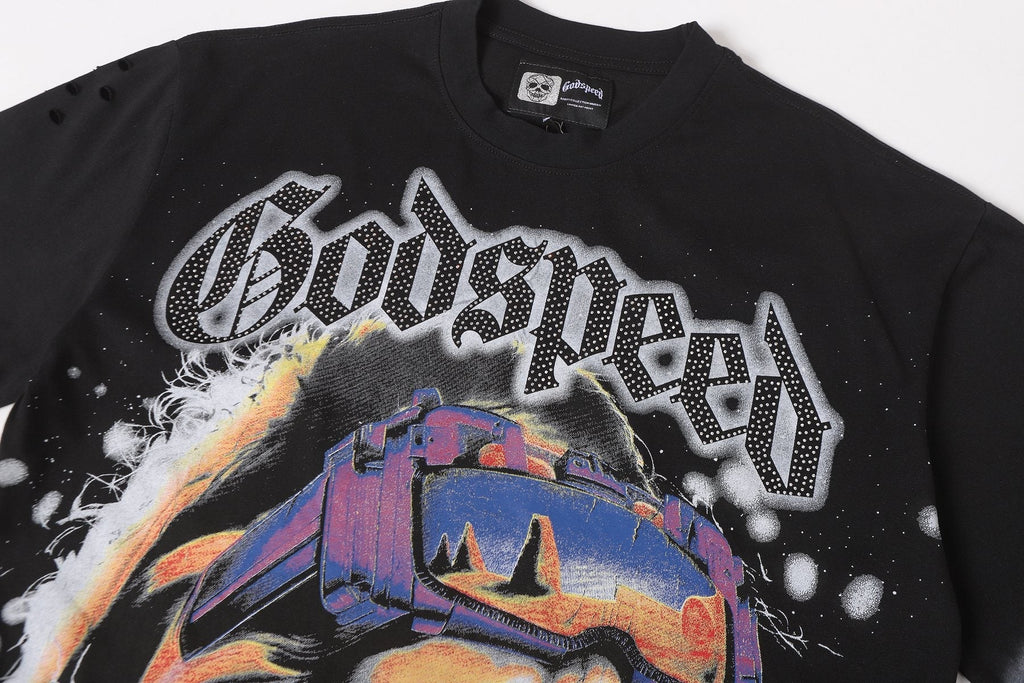 Godspeed New Born Rhinestone Graphic T-Shirt ¡ª detail