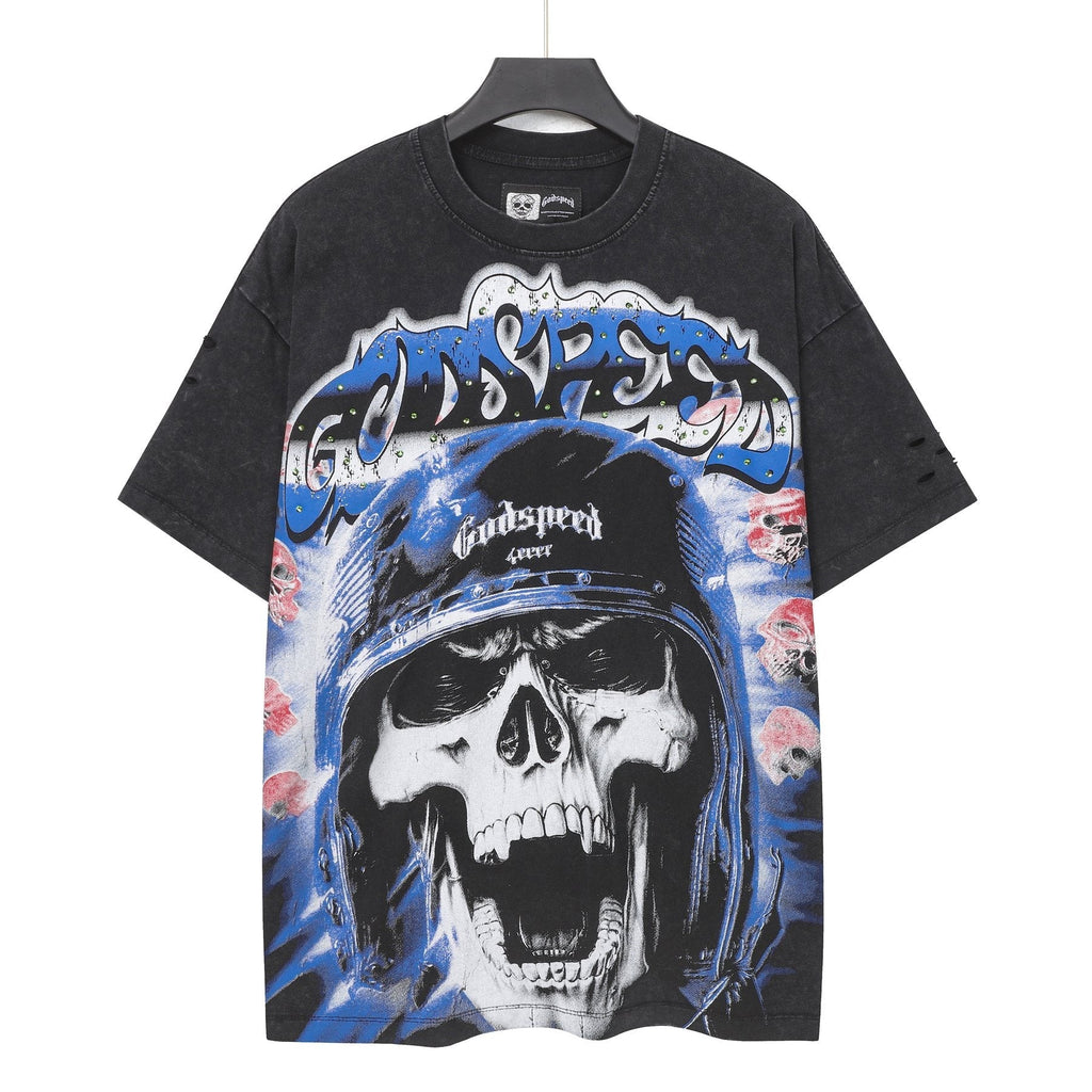 Godspeed Born to Raise Hell Distressed Graphic T-Shirt ¡ª front