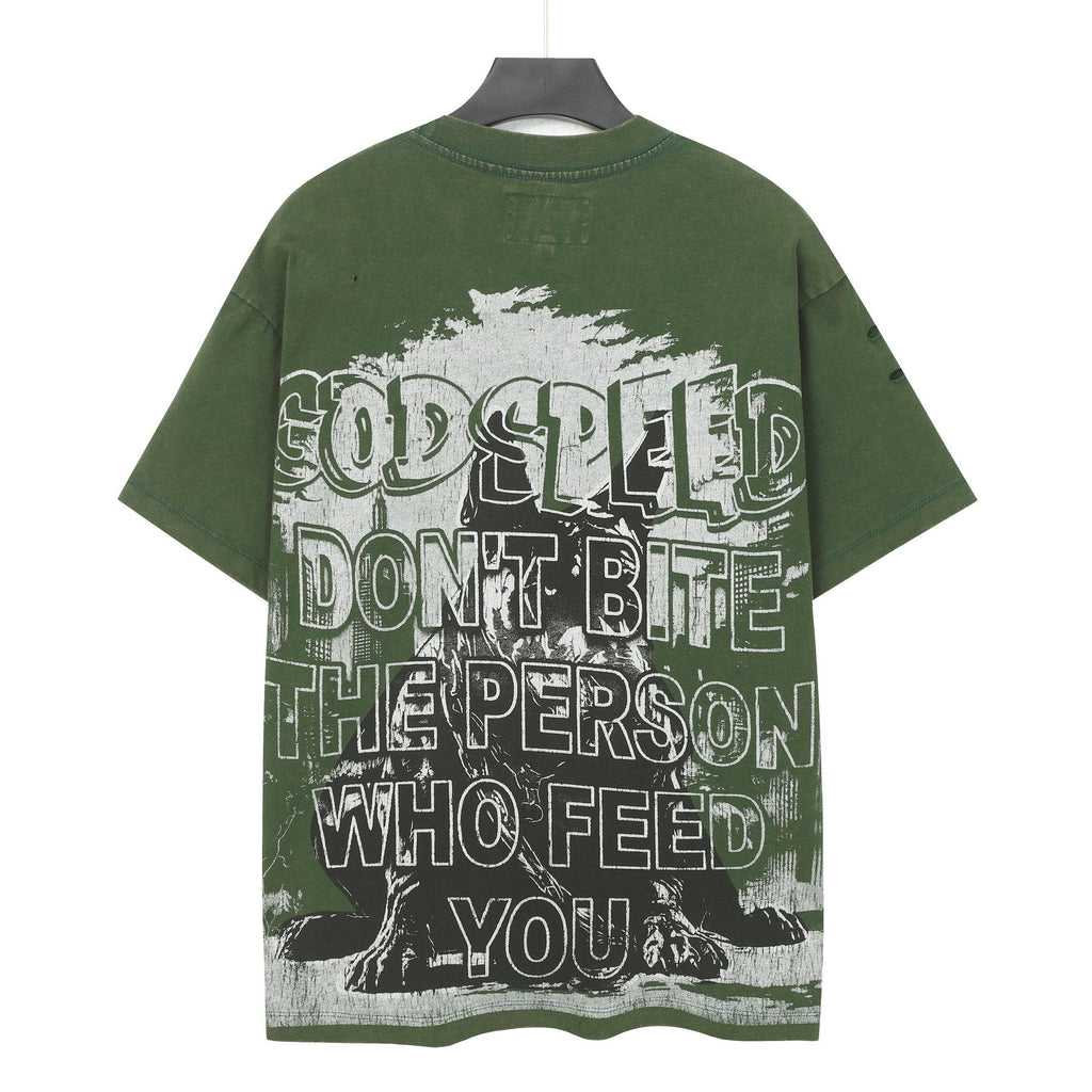 Godspeed Dog Graphic Distressed Sleeve T-Shirt ¡ª back