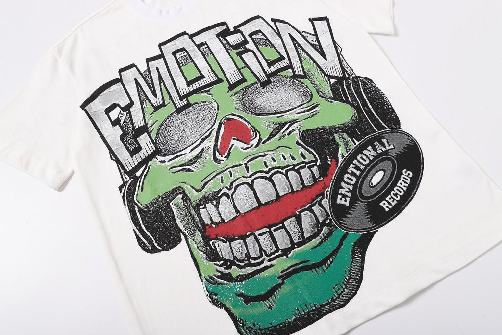MIXED EMOTION Skull Headphones Graphic Short-Sleeve T-Shirt ¡ª detail