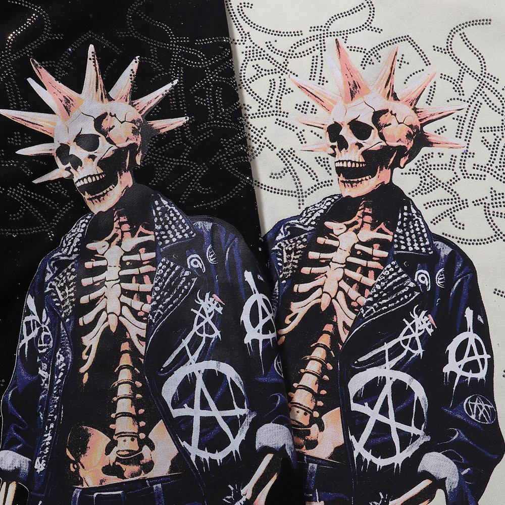 BKYS Revival Skeleton Rhinestone Graphic T-Shirt ¡ª detail