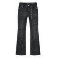 Purple Brand Black Paint-Splatter Distressed Flared Jeans ¡ª hero