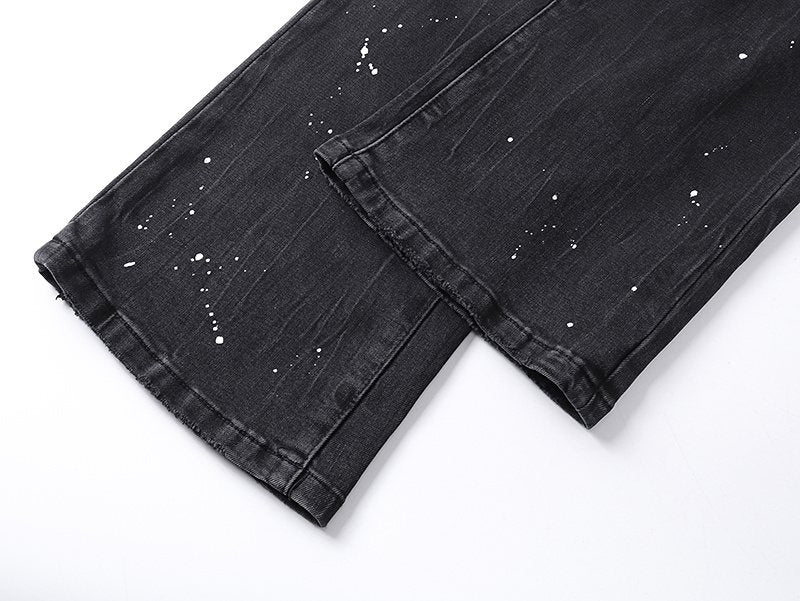 Purple Brand Black Paint Splatter Distressed Jeans ¡ª detail