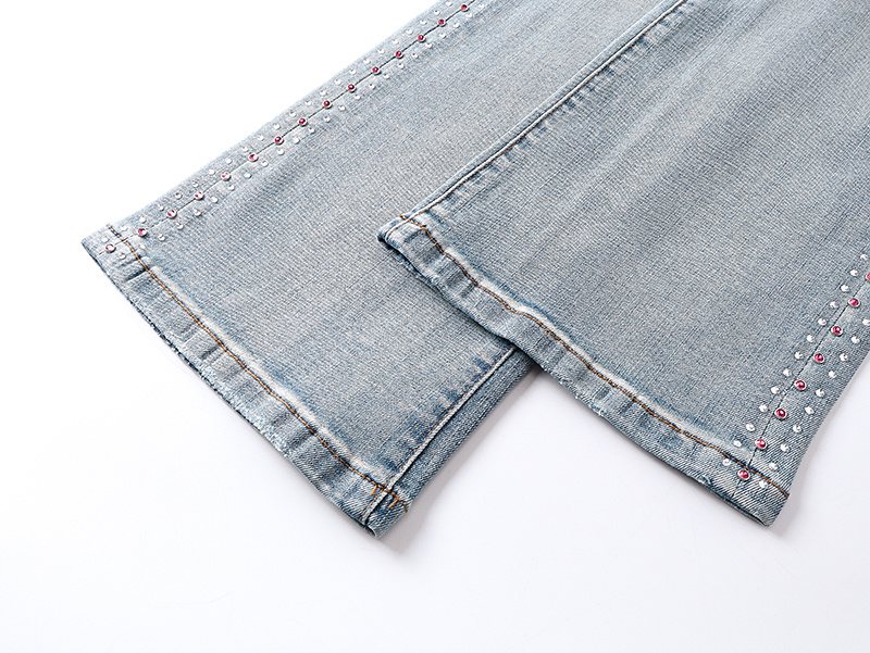 Purple Brand Light Blue Rhinestone Flare Jeans ¡ª detail