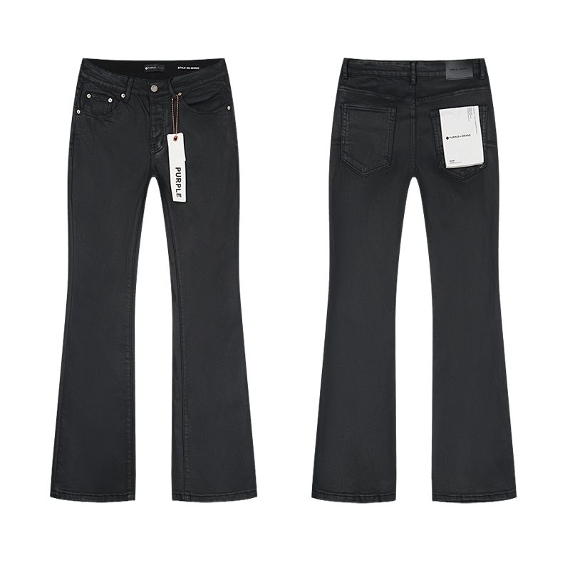 Purple Brand Black Coated-Look Bootcut Jeans ¡ª hero