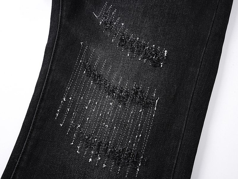 Purple Brand Black Distressed Flared Jeans ¡ª detail