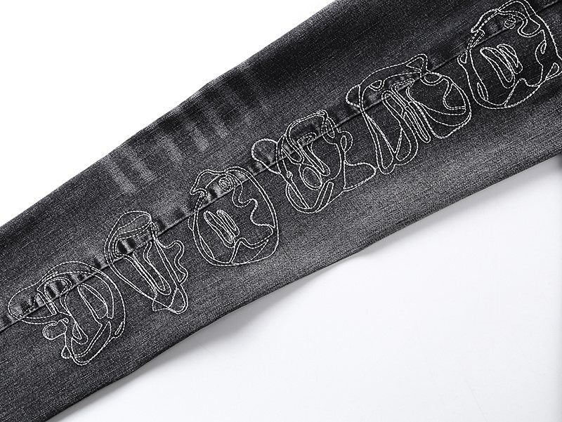 Purple Brand Washed Black Side-Leg Graphic Jeans ¡ª detail