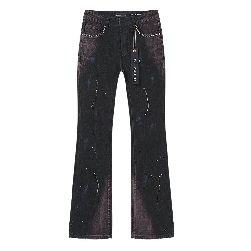 Purple Brand Studded Paint-Splatter Black Jeans ¡ª hero
