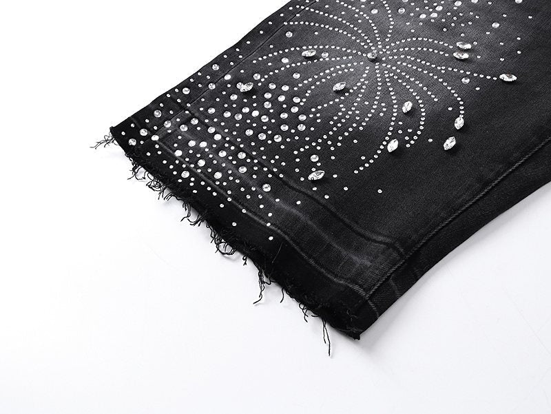 Purple Brand Rhinestone Starburst Denim Shorts ¡ª detail