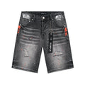 Purple Brand Paint-Splatter Distressed Denim Shorts - Black ¡ª hero