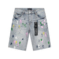 Purple Brand Light Blue Paint-Splatter Denim Shorts ¡ª hero