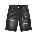 Purple Brand Washed Black Distressed Denim Shorts ¡ª hero