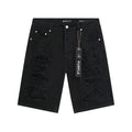 Purple Brand Black Distressed Denim Shorts ¡ª front