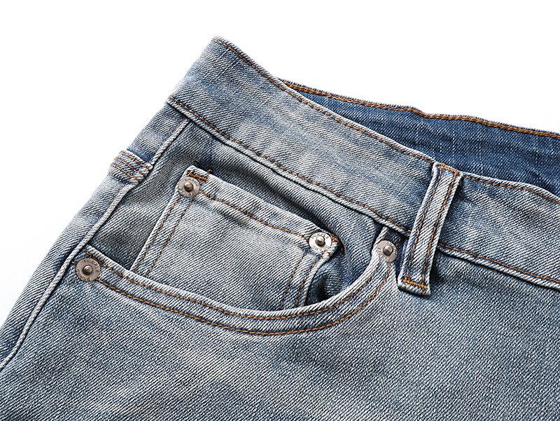 Purple Brand Light Blue Raw Hem Graphic Denim Shorts ¡ª detail