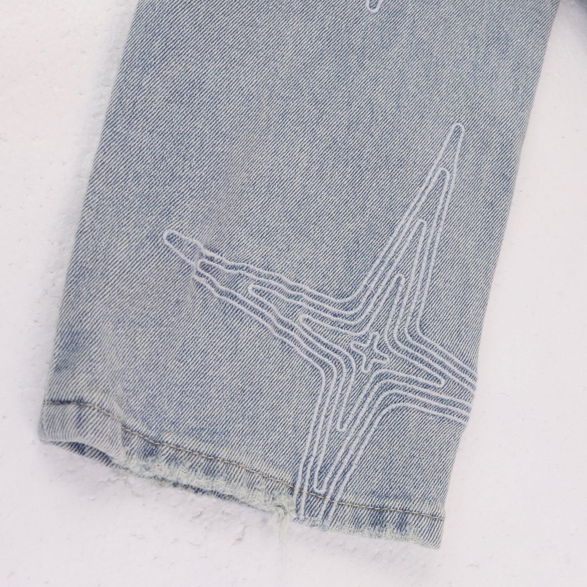 Purple Brand Star Embroidered Washed Jeans ¡ª detail